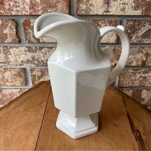 Vintage Haeger Pitcher Hexagon Ivory Color 8213 or 6213 Approx. 9 1/2” Tall
